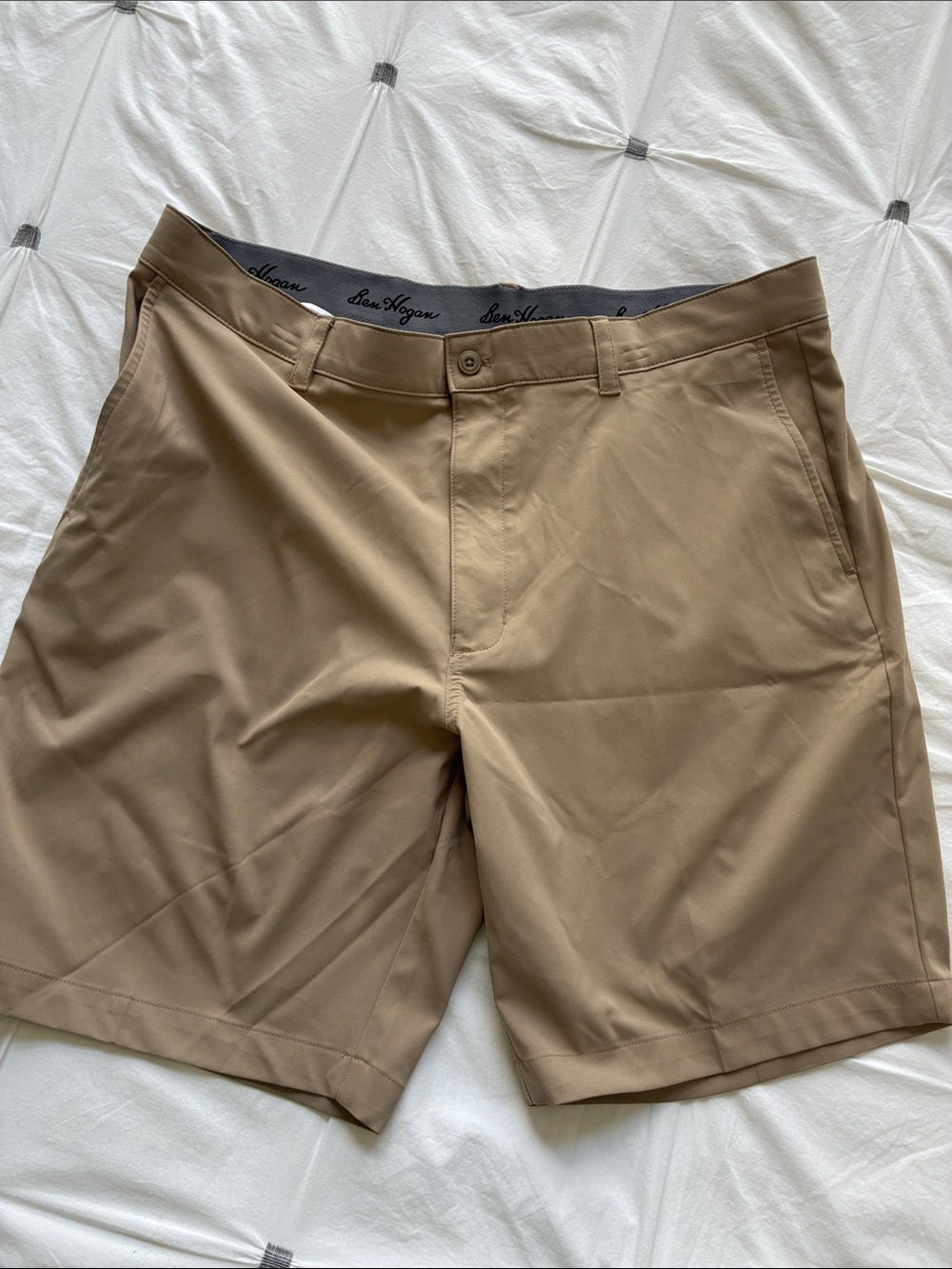 Hogan Men's Tan Flat-Front Performance Shorts